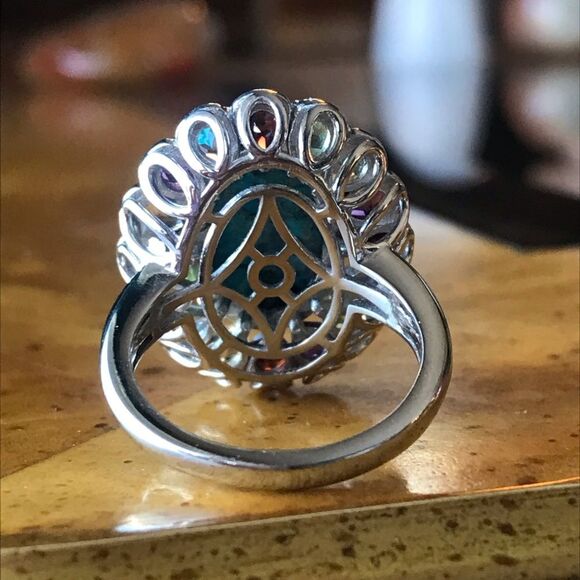 Natural Shadowkite Sterling Silver Cocktail Ring - Picture 7 of 9